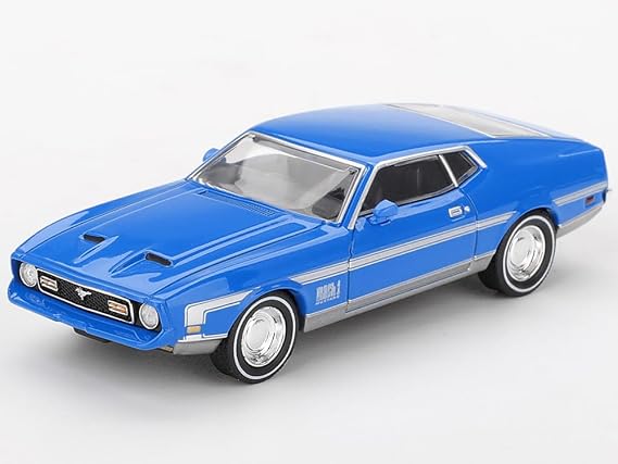 MINI GT Mach 1 Grabber Blue with Silver Stripes Limited Edition 1/64 Diecast Model Car MGT01138