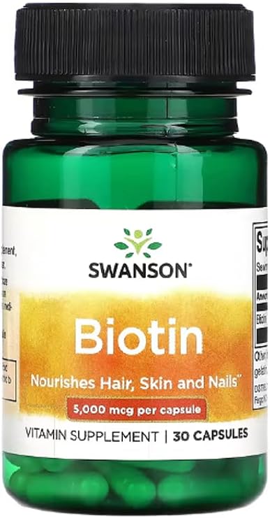 Swansons Swanson - Biotin | High-Potency Support for Hair, Skin &amp; Nails - 30 Capsules