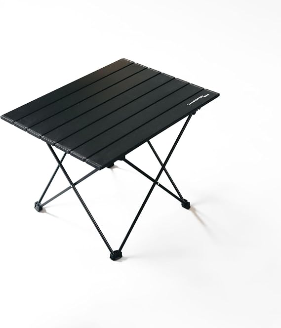 Campster Folding Camping Table - Lightweight and Sturdy Foldable Table for Outdoor Adventures, BBQ, and Picnics - Portable Reinforced Hinged Design with Anti-Slip Leg Caps - Black