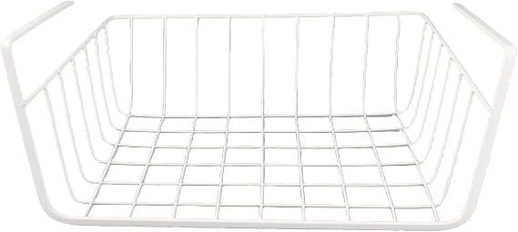 Under Shelf Basket, Houseware Under Shelf Wire Basket Slides Under Cabinet Storage Kitchen Organizers & Storage for Pantry Desk Kitchen Counter (Large Size White)