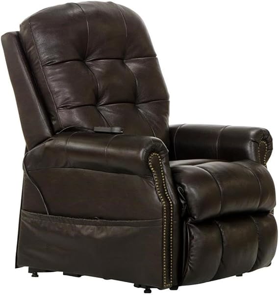 Catnapper Tyler Chocolate Brown Leather Power Lift Lay Flat Recliner with Heat & Massage
