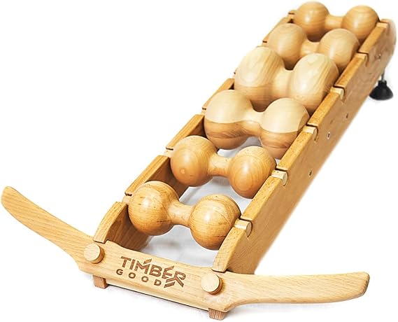 RIZONE 6-Rollers Massager for Back, Spine, Neck, Body and Legs Pain Relief Wood Therapy Massage Tools