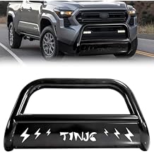 Bull Bar Front Bumper Grille Guard Fit for 2024-2025 Toyota Tacoma, 3" Bull Bar Grille Front Bumper Carbon Steel with Skid Plate, Black