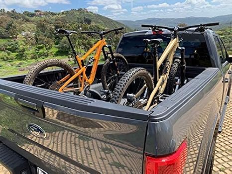 3 Bike Rack for Truck Bed - 3 Standard All-Aluminum Tire Bike Rack for Full Size Trucks - Effortless Wheel Mount, Skip Front Tire Removal, Drill-Free Installation - Gift Set for Men