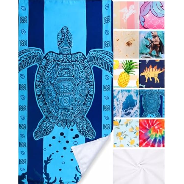 LIVILAN Microfiber Blue Sea Turtle Beach Towel Blanket, Thin Lightweight Absorbent Quick Dry Sand Free Swimming Bath Shower Pool Towels Sea Turtle Gifts for Men Women Girls, 30 X 60