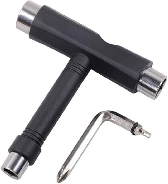 All in One Skate T/Y Tool Skateboard Tool, Multi-Function and Portable Skate Tool for Peny Borad and Longboard Screwdriver (Black T)