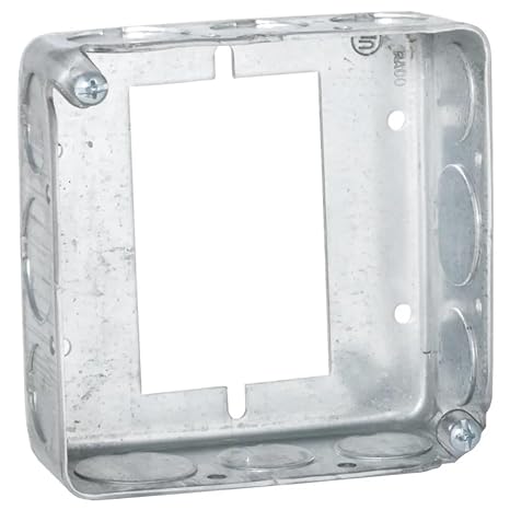 RACO 187 Drawn 1-1/2-Inch Deep 4-Inch Square Electrical Box Extender for Switch Boxes with (8) 1/2-Inch & (4) 3/4-Inch Side Knockouts