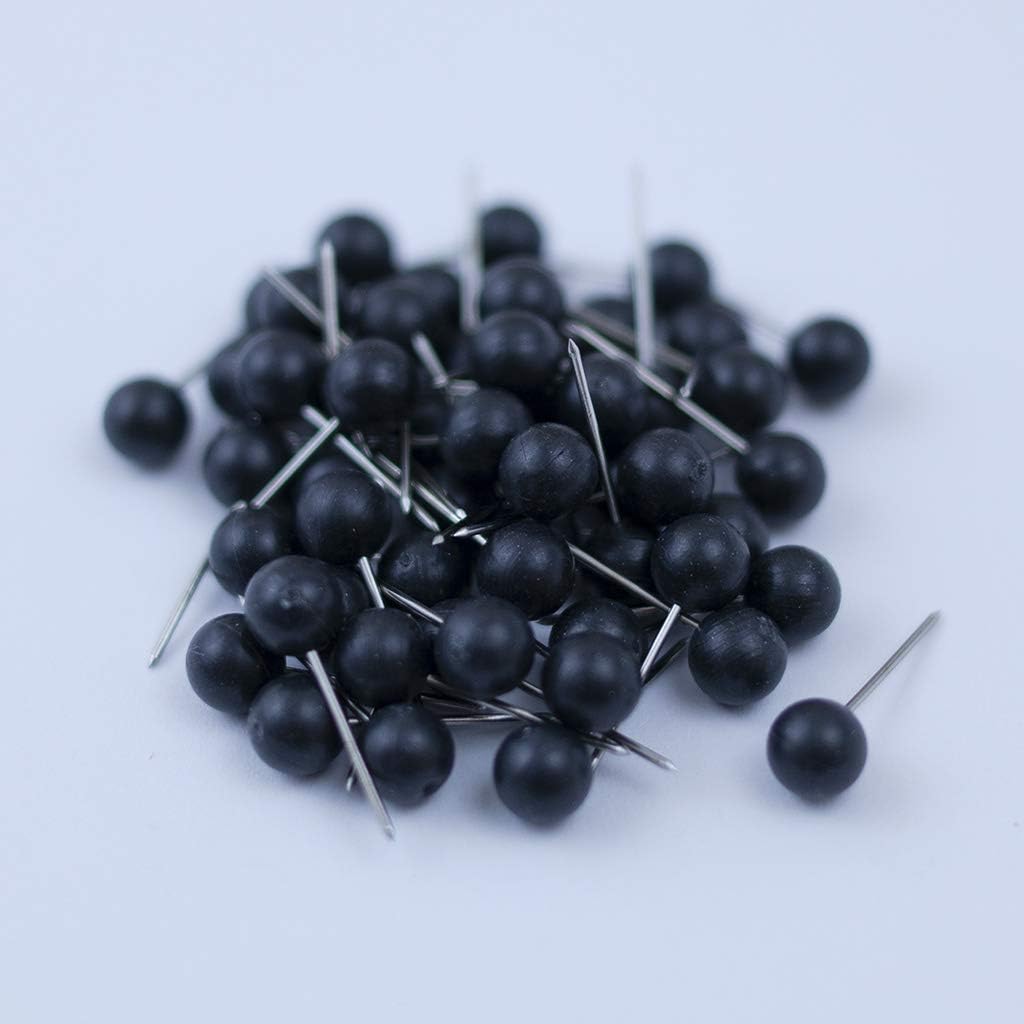 Push Pin Tacks for Photo Wall, Whiteboard, Cork Board, Map, Bulletin Board, Office or Home | 5 mm Head, 11 mm Point | Designed in The USA | Black, Pack of 50