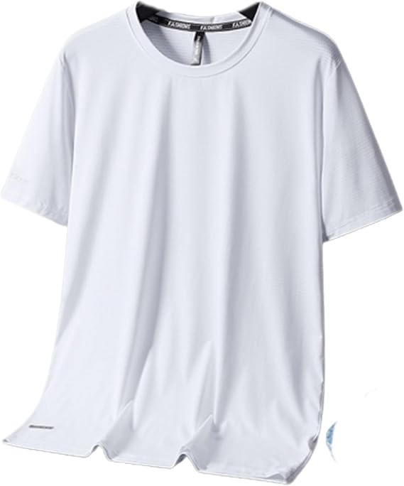 Ice Silk Round Neck T-Shirt- Silk Shirts for Men Gym Quick Dry Short Sleeve Cooling Shirts