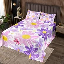 Castle Fairy Watercolor Flowers Quilt Set for Kids Boys Girls,Oil Painting Bedspread,Shabby Chic Floral Bed Cover Purple Pink Yellow White Bedding Set Decorative Quilted Coverlet,Twin Size