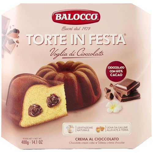 Balocco: Torte In Festa - Voglia di Cioccolato  Naturally leavened oven-backed cake with Chocolate Cream 14.10 Ounces 400g Package [ Italian Import ]