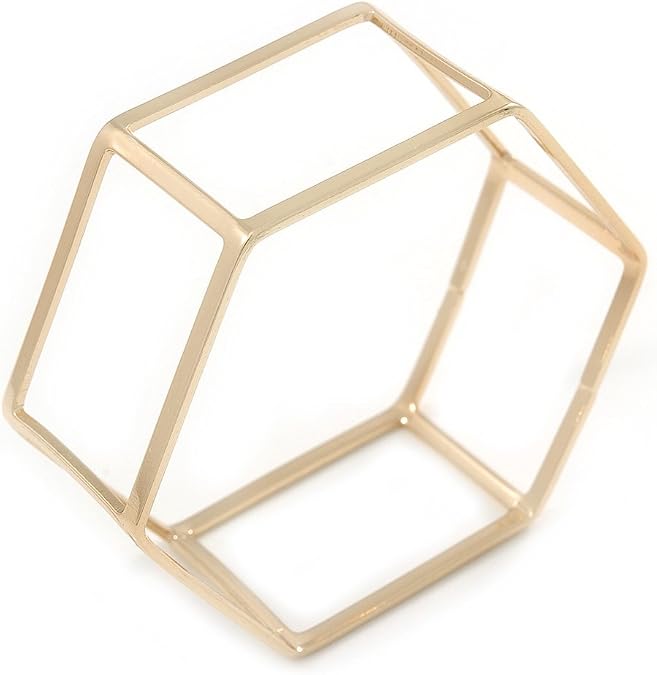 Avalaya Gold Plated Hexangular Frame Slip-On Bangle Bracelet - 18cm L