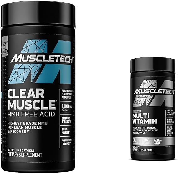 MuscleTech Clear Muscle Post Workout Recovery | Muscle Builder for Men & Women & Platinum Multivitamin for Immune Support 18 Vitamins