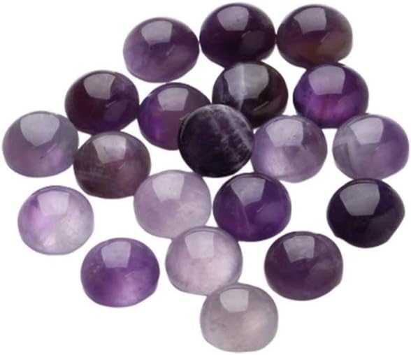 20pcs Natural Amethyst Round Cabochon Stones Flat Back Beads Gemstones Dome Cameos for DIY Craft Jewelry Making Purple 4mm