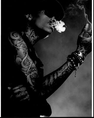 Posterazzi Wiz Khalifa Smoking Black And White Photo Print 8 x 10 - Item # MVM54585