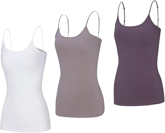 Natural Uniforms Women's Camisole Tank Top-Breathable Cotton Stretch Multi Pack of 3