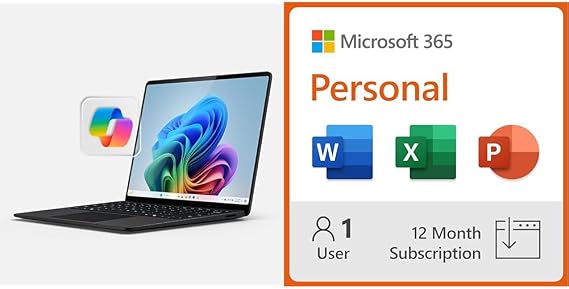 Microsoft Surface Laptop (2024), Windows 11 Copilot+ PC, 13.8" Touchscreen Display, Snapdragon X Elite (12 core), 16GB RAM, 512GB SSD Storage, Black