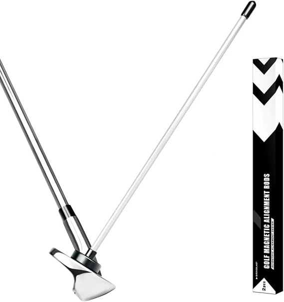 2 Pack Professional Golf Magnetic Alignment Rods, Premium Alignment Golf Stick Ideal for Aiming, Magnetic Swing Training Aid Accessories for Putting and Swing Practice