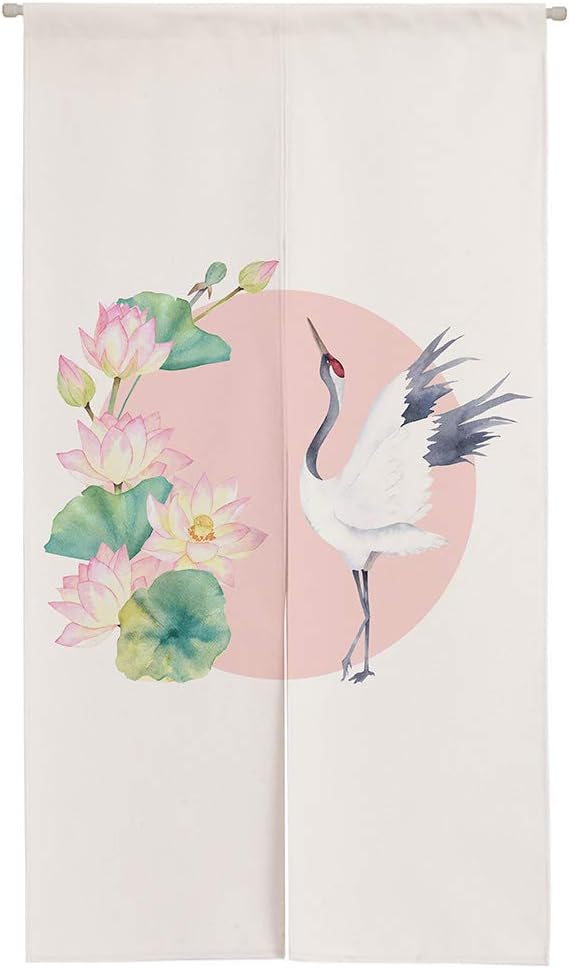 Ofat Home Chinese Traditional Door Curtain Japanese Noren Doorway CurtainTapestry Flower and Bird Ink Painting Poetry Calligraphy 33.5x 47.2 inch for Kitchen PartitionSize Can be Customized