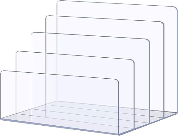 Sooyee Acrylic File Organizer for Desk, Mail Organizer Countertop,Clear