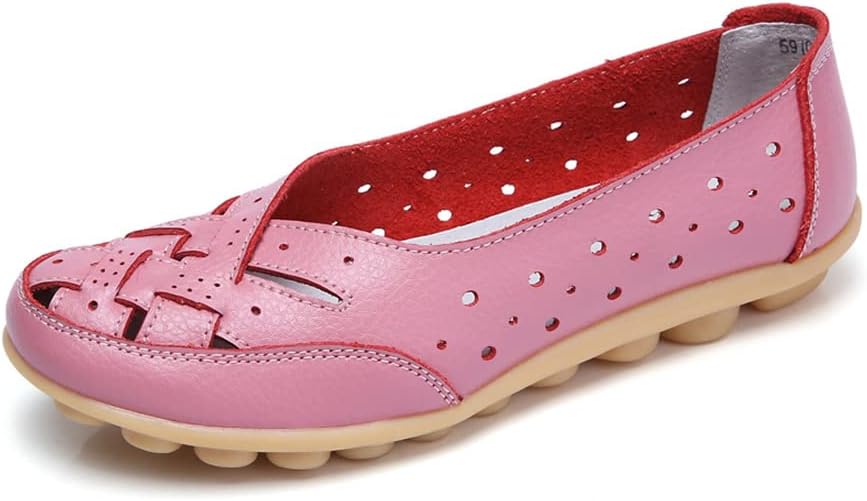 Maylrvjv Womens Solid Flat Loafers Breathable Comfortable Hollow Out Walking Moccasins Slip On Driving Shoes