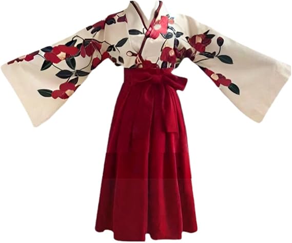 Women's Hakama Set, Taisho Romantic Style, Pleated Skirt, Floral Pattern, Kimono Dress, Cosplay, Costume, Flower, Showa Retro Kimono, Yukata, Graduation Ceremony, School Festival, Cultural