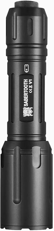SABERTOOTH Tactical Police Flashlight 2200 High Lumens High Power LED | Duty Belt Single Mode Flashlight with Holster for Work,Patrol,and Law Enforcement,Home Emergencies,Camping,Hiking