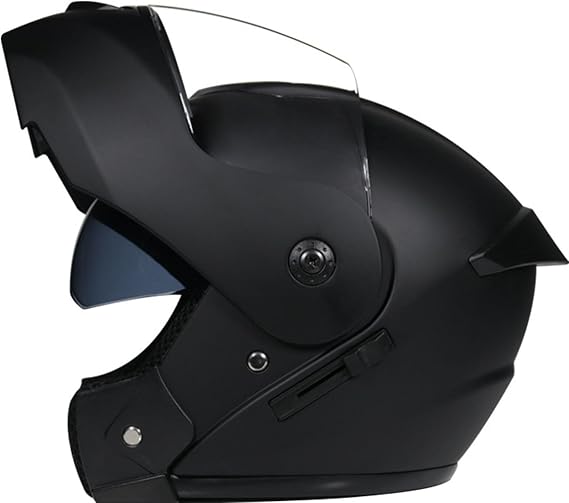 Full Face Modular Motorcycle Helmet with Double -Layer Built -in Sunshade Off -Road Helmet DOT/ECE Approved Disassembly Ear Pads Suitable for Men and Women's Racing