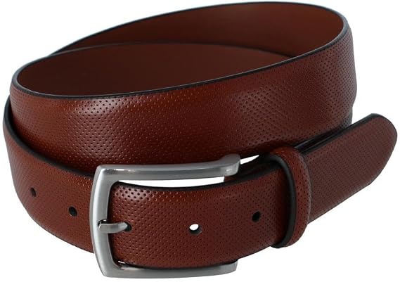 CTM Men's 35mm Pindot Dress Belt with Feathered Belt