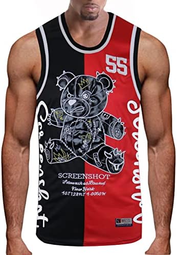 SCREENSHOT Mens Hip-Hop Premium Urban Sreetwear Fashion Jersey Top - NYC Style Basketball Sports Team Color Mesh Tops