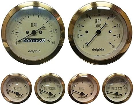 Dolphin Gauges-6 Gauge Mechanical Set - Gold