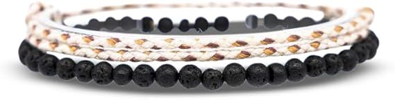 Made by Nami 2x Boho Surfer Bracelet Set Women & Men - Handmade Summer Beach Bracelets - Adjustable & 100% Waterproof - Festival Accessories - Beaded & Braided
