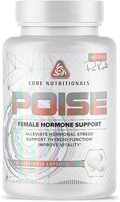 Core Nutritionals Poise Female Hormone Support | Thyroid Hormone Balance & Menstrual Support | with Magnesium & Iodine | Antioxidant Rich | 112 Vegetable Capsules