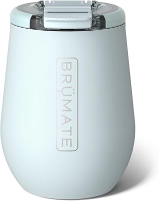BruMate Uncorkd 14oz 100% Leakproof Insulated Wine Tumbler | Locking Lid | Insulated Stainless Steel Wine Glass | Perfect For Travel & Outdoors | BPA-Free Blue Agave