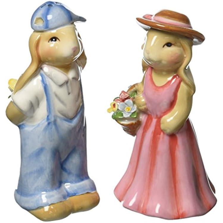 Barn Yard Bunny Salt and Pepper Set, 4-18-Inch