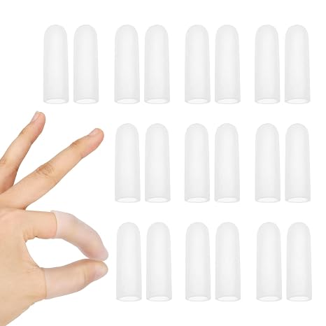 20 Pcs Gel Finger Cots, Silicone Finger Sleeves for Eczema & Blisters | Thumb & Digit Protector Support, Relieves Pain from Corns & Calluses