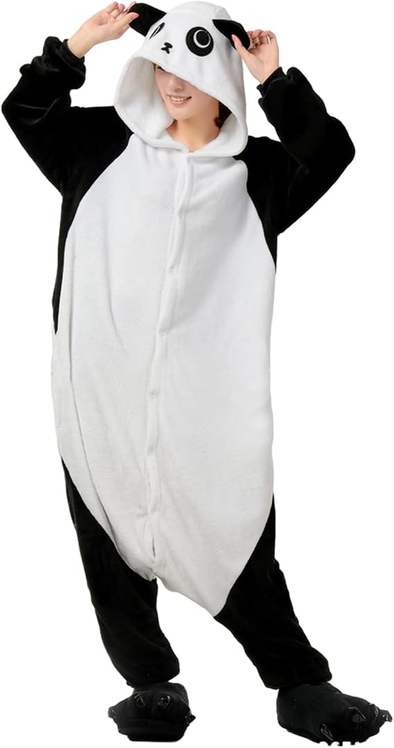 Panda Kigurumi Pajamas, Cute Kigurumi Pajamas, Room Wear, Hooded, Large Size, Sleepwear, Soft, Fluffy, Panda, Kigurumi Pajamas, For Adults, Room Wear, Homewear, Winter Protection, Cosplay,