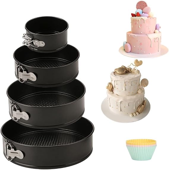 Nonstick Springform Pan Set of 4, 4" 7" 9" 10" Cheesecake Pans Removable Bottom Set, Round Cake Pans Sets for Baking Leakproof Cake mold for Baking Enthusiast
