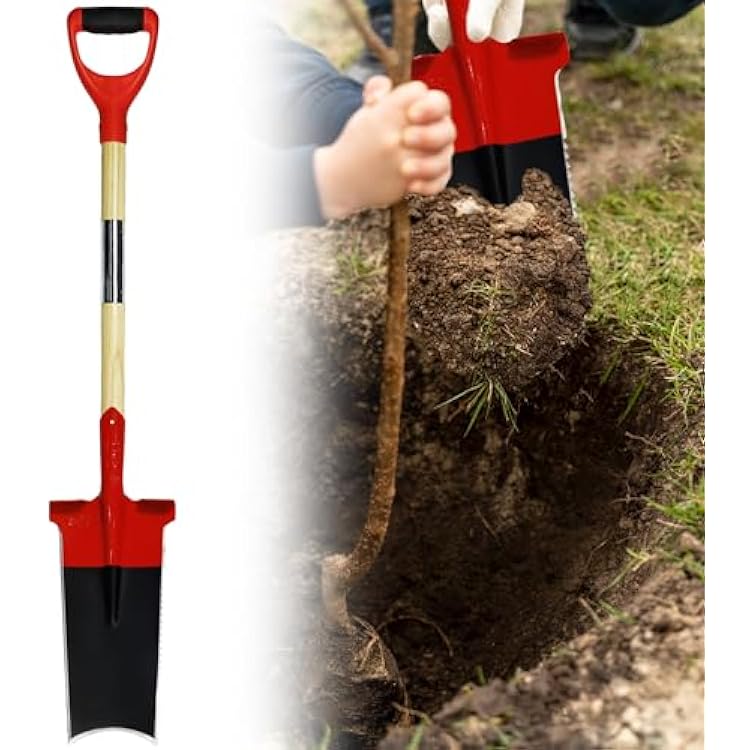 Spade Garden Shovel,Steel Square Flat Spade Shovels for Digging with D Handle,Heavy Duty Trenching Shovel for Gardening Digging and Lawn Edging,Root Tool with Serrated Edges-47.2 Inches