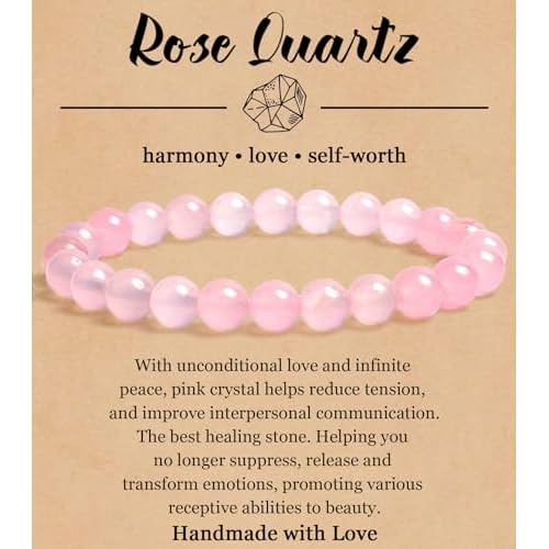BOMAIL Natural Stone Bracelet for Women Men - 8MM Semi-Precious Gemstone Beaded Bracelet Healing Crystal Stretch Bracelet Yoga Bracelets Jewelry