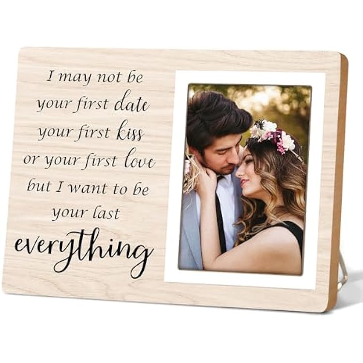 Couples Love Picture Frames, Wooden Photo Frame Gfit for Wedding Valentines Day,Unique Couple Gift for Girlfriend Boyfriend Husband Wife Him Her, I May Not Be Your First Date Picture Photo Frame 4x6 Inch Photo12P75