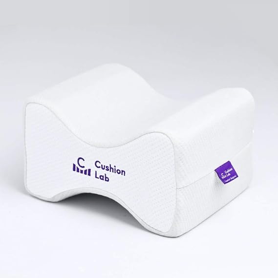C CUSHION LAB Extra Support Orthopedic Knee Pillow for Side Sleepers - Healthy Alignment Leg Pillow for Sleeping - Hip, Pregnancy, Sciatica, Back Pain Relief - Memory Foam Contour Wedge - Large Size