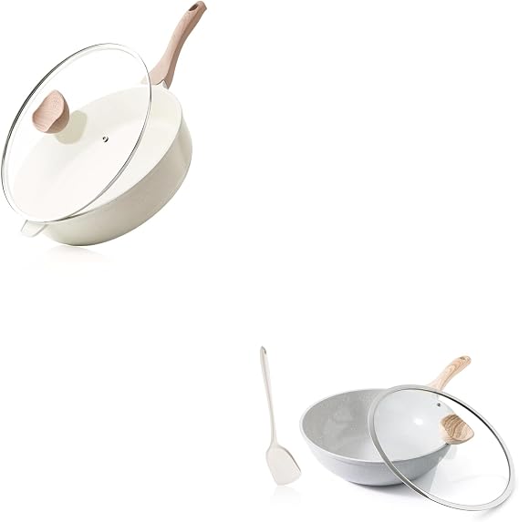 Kordisen Ceramic Wok Pan, 12 Inch Nonstick Wok with Lid, Healthy Non Toxic Woks & Stir-fry Pans for Cooking, Induction Cookware, PFOA & PFAS Free