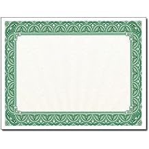 Green Border Blank Certificate Paper - 100 Pack - 8.5" x 11" Certificates for Printer Awards