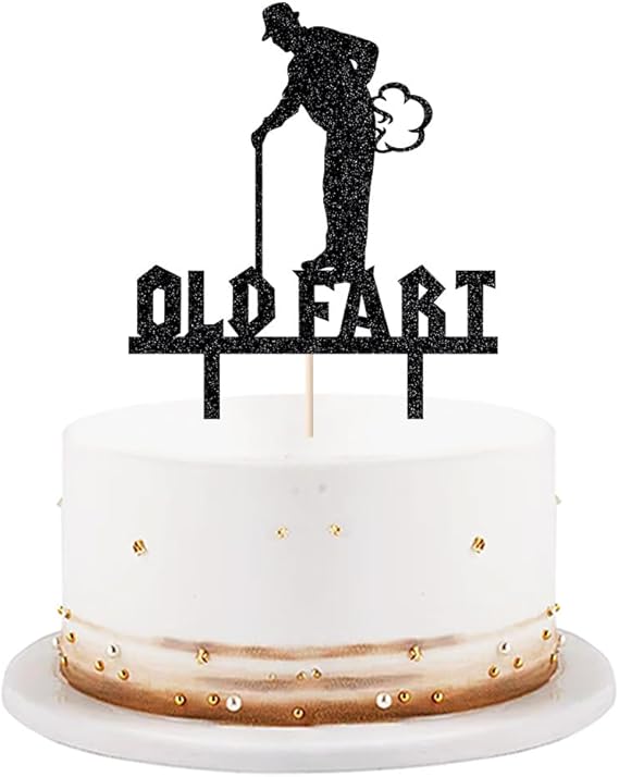 Black flash Old Fart Birthday Cake Topper Humorous old man and old woman Happy birthday cake Topper Funny happy birthday cake decoration is suitable for men/fathers/grandfathers (black3)