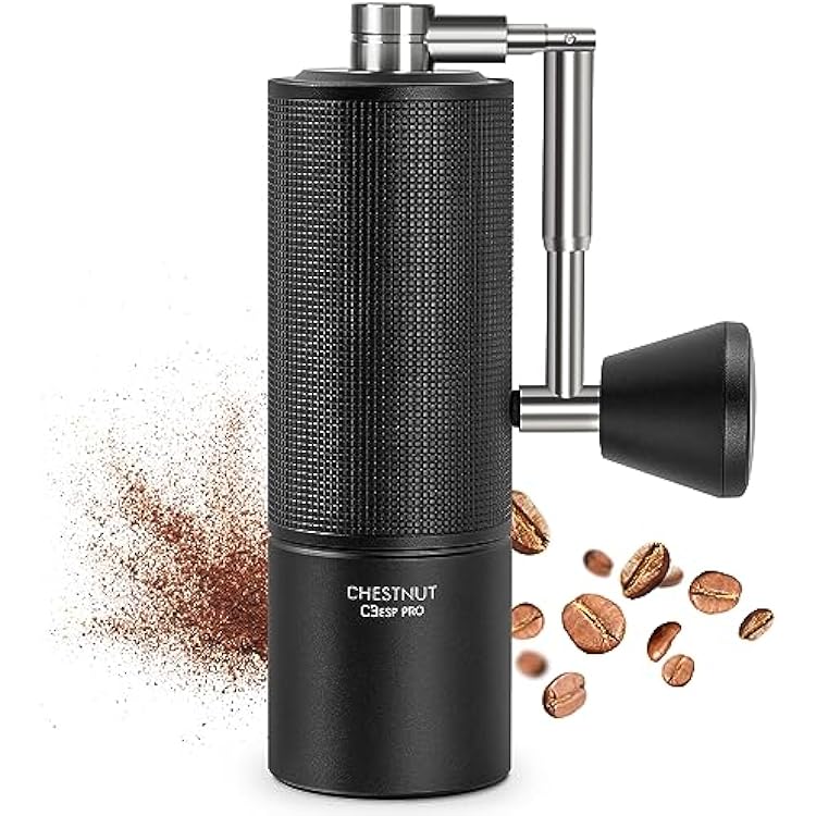 TIMEMORE Manual Coffee Grinder Chestnut C3 ESP Pro, Hand Coffee Grinder, Stainless Steel S2C Conical Burr Coffee Grinder with Foldable Handle, Adjustable Grind Setting for Espresso - Black
