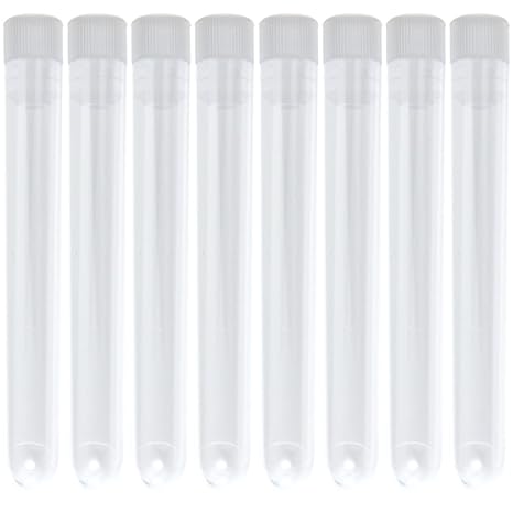 13x100mm Test Tubes and Caps, Polypropylene, Round BTM, 8ml Vol, Karter Scientific 206Q3 (Pack of 25)