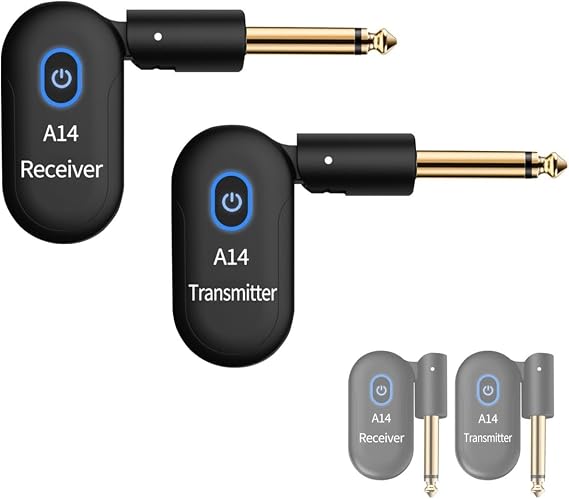 A14 Wireless Guitar System, Electric Guita Wireless Audio, Mini Wireless Audio Transmission Receiver, 2.4GHz 2 Modes, USB Rechargeable, For Guitar Bass Electric Instruments