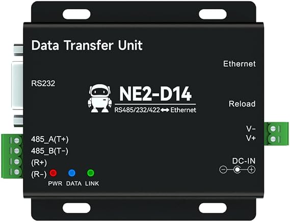 RS485/RS232/RS422 to Ethernet Serial Server DC8-28V Modbus TCP to RTU MQTT Two-Way Socket Link NE2-D14 at Command