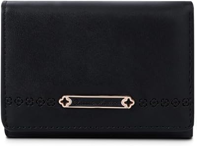 PORRASSO Ladies Wallet Fashion Trifold Purse Card Holder Organizer Womens PU Wallet with 7 Card Slots Black